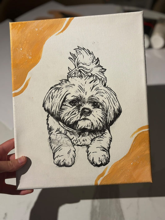 WITH CORNER | Custom Dog or Animal Portrait | 24x30cm